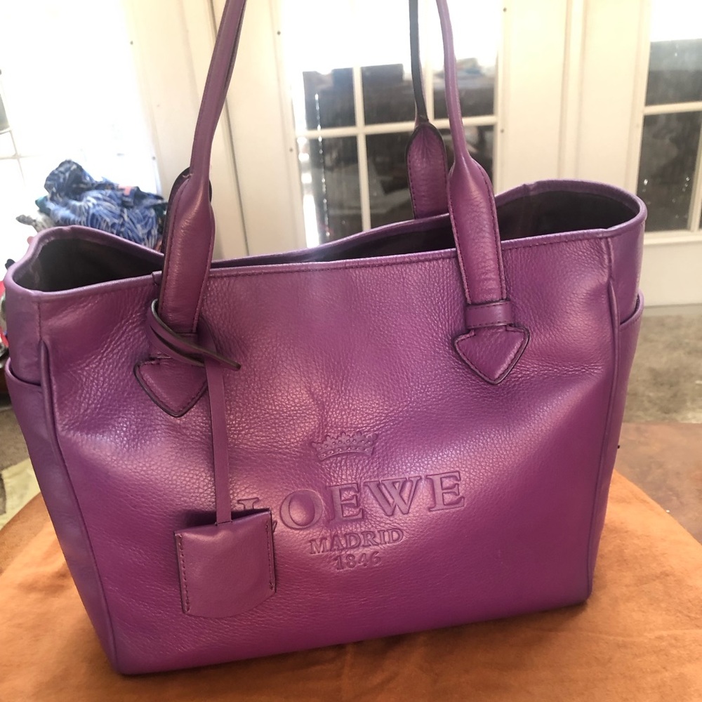 Loewe Leather Purple Tote.